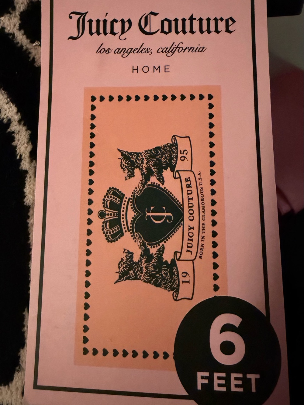 Juicy Couture Home Pink and Black Decorative Towel with Crest